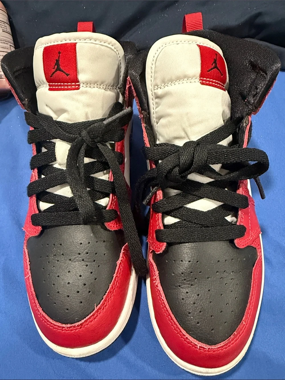 Jordan Kids High-Top Sneakers in Black, Red & White